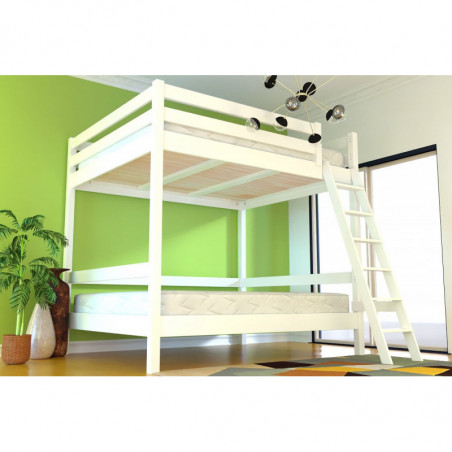 Cama litera adultos 2 plazas doble escalera madera Sylvia