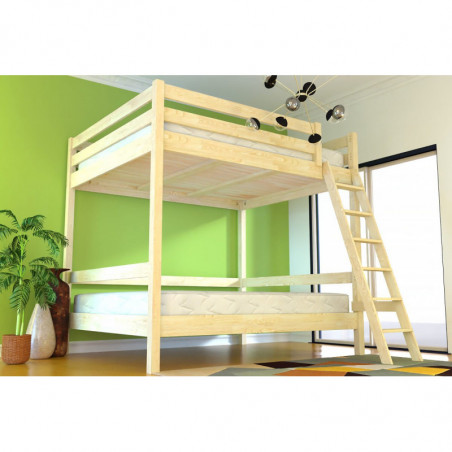 Cama litera adultos 2 plazas doble escalera madera Sylvia