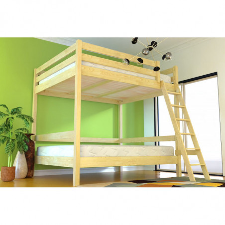 Cama litera adultos 2 plazas doble escalera madera Sylvia