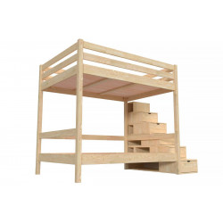 Bunk bed 4 persons 140x200 adults wood cube staircase Sylvia