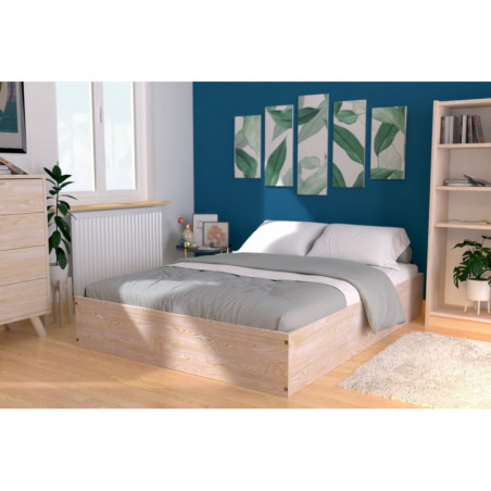 Solid wood 2-seater chest bed