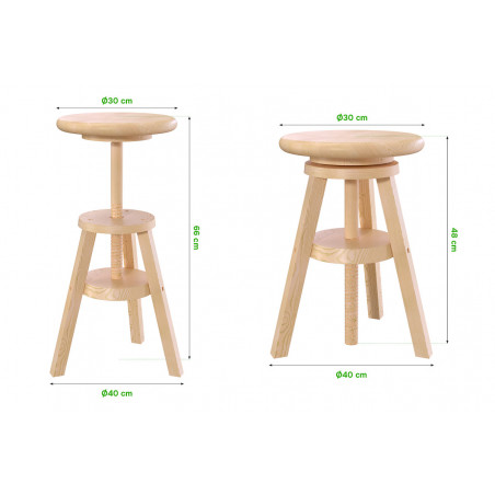 Tabouret à vis bois | ABC Meubles