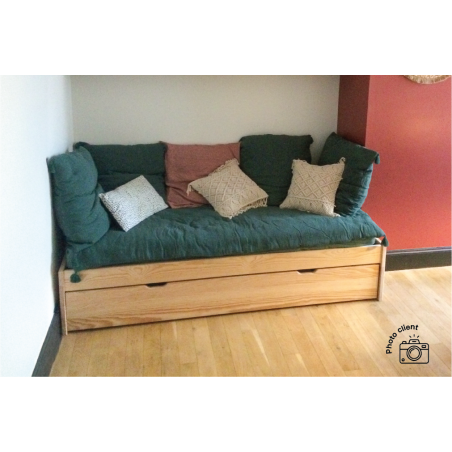 Ausziehbares bett 80x190 Malo aus Massivholz |ABC Meubles