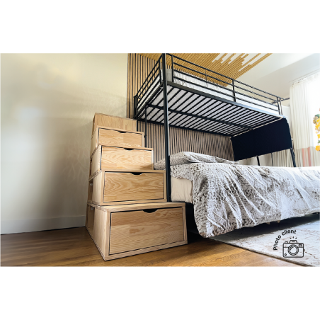 Escalier cube de rangement hauteur 125 cm bois| ABC Meubles