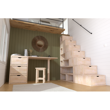 Escalier cube de rangement hauteur 175 cm bois| ABC Meubles