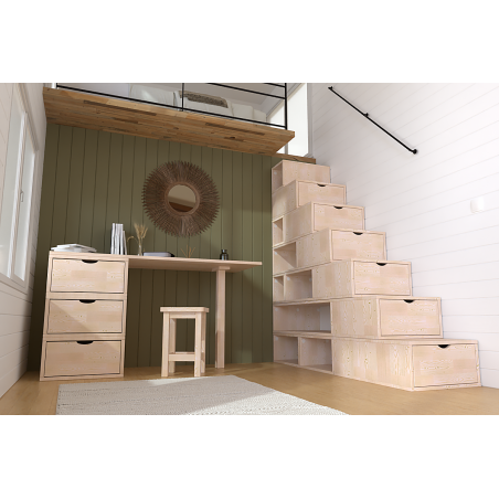 Escalier cube de rangement hauteur 175 cm bois| ABC Meubles