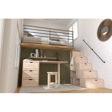 Escalier cube de rangement hauteur 125 cm bois| ABC Meubles