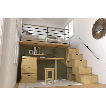 Escalier cube de rangement hauteur 125 cm bois| ABC Meubles