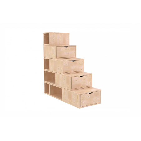 Escalier cube de rangement hauteur 125 cm bois| ABC Meubles