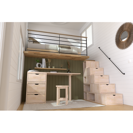 Escalier cube de rangement hauteur 125 cm bois| ABC Meubles