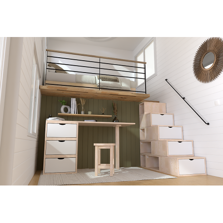 Escalier cube de rangement hauteur 125 cm bois| ABC Meubles