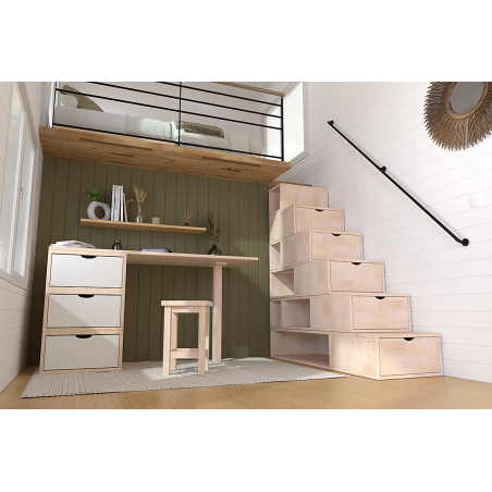 Escalier cube de rangement hauteur 150cm bois | ABC Meubles