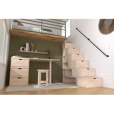 Escalier cube de rangement hauteur 150cm bois | ABC Meubles