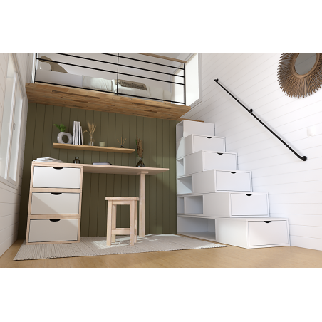 Escalier cube de rangement hauteur 150cm bois | ABC Meubles