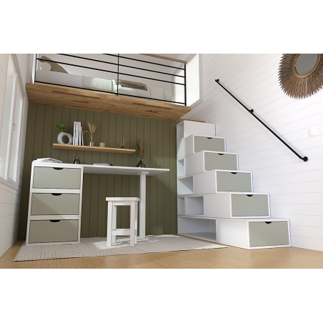 Escalier cube de rangement hauteur 150cm bois | ABC Meubles