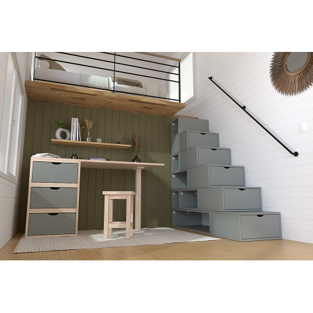 Escalier cube de rangement hauteur 150cm bois | ABC Meubles