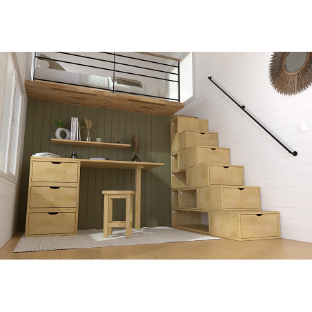 Escalier cube de rangement hauteur 150cm bois | ABC Meubles