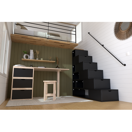 Escalier cube de rangement hauteur 150cm bois | ABC Meubles