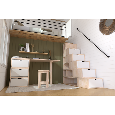 Escalier cube de rangement hauteur 150cm bois | ABC Meubles