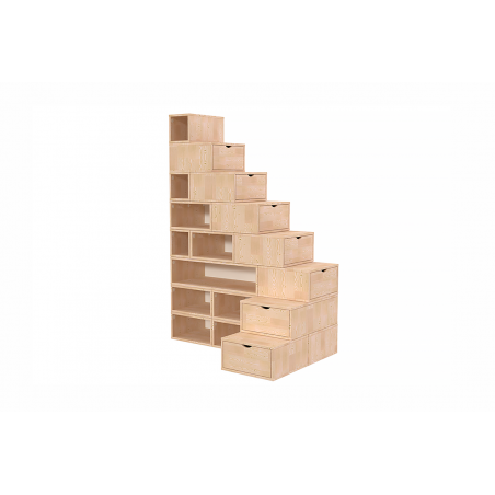 Rangement Escalier Cube hauteur 200 cm bois | ABC Meubles