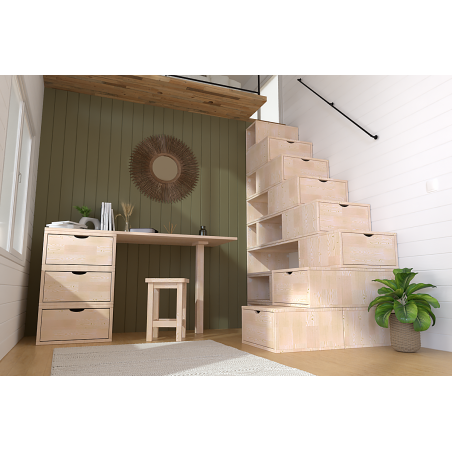 Rangement Escalier Cube hauteur 200 cm bois | ABC Meubles