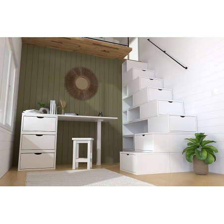 Rangement Escalier Cube hauteur 200 cm bois | ABC Meubles