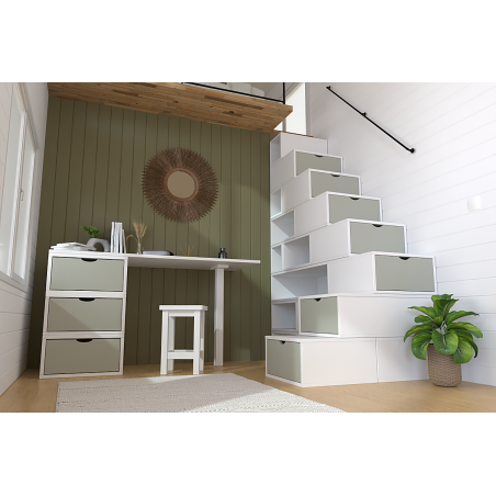 Rangement Escalier Cube hauteur 200 cm bois | ABC Meubles