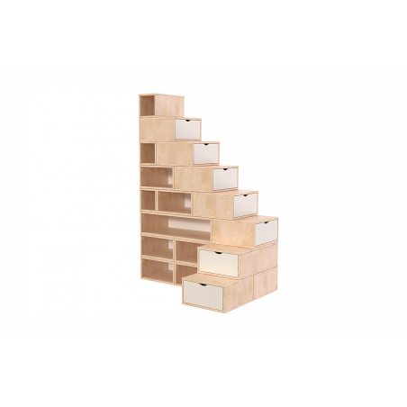 Rangement Escalier Cube hauteur 200 cm bois | ABC Meubles