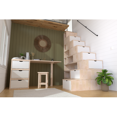 Rangement Escalier Cube hauteur 200 cm bois | ABC Meubles