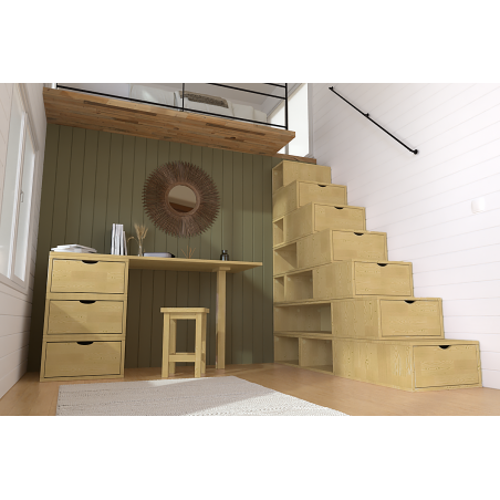 Escalier cube de rangement hauteur 175 cm bois| ABC Meubles