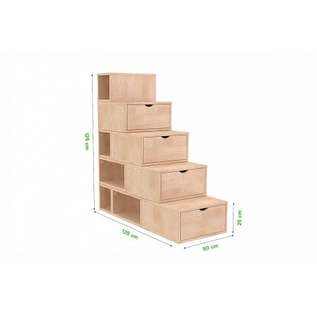 Escalier cube de rangement hauteur 125 cm bois| ABC Meubles