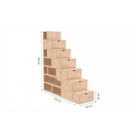 Escalier cube de rangement hauteur 175 cm bois| ABC Meubles