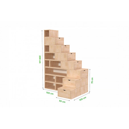 Block Storage Staircase 200cm wood | ABC Meubles