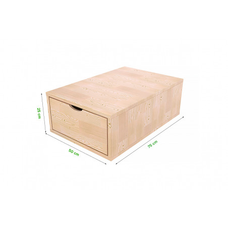 Wooden storage cube 75x50 cm + drawer | ABC Meubles