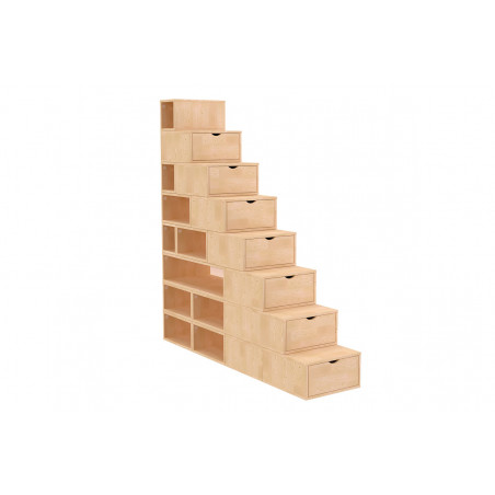 Rangement Escalier Cube hauteur 200 cm bois | ABC Meubles