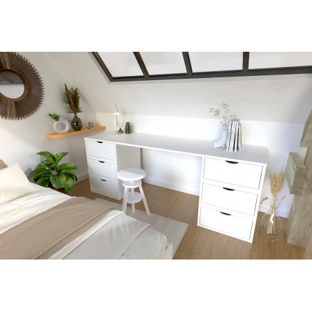 CUBE escritorio de madera grande - barniz blanco