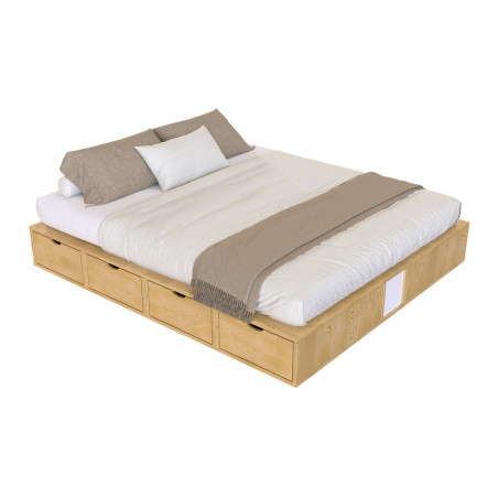 Cama matrimonio con cajones 160x200 - barniz al agua miel