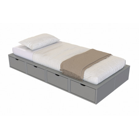 Lit cube 90x200 - vernis à l'eau gris