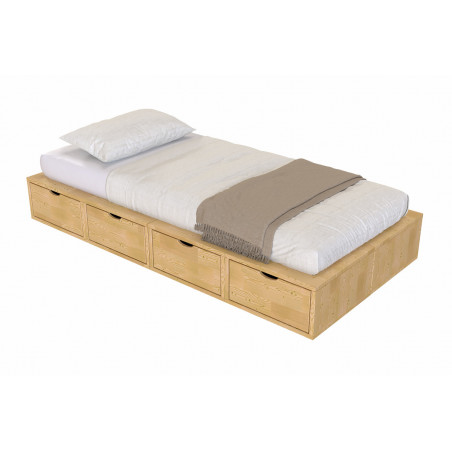 Cube bed 90x200 - honey water-based varnish