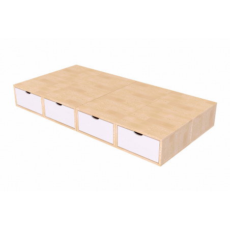 Bett mit Schubladen 90x200 in Holzausführung/weiß
