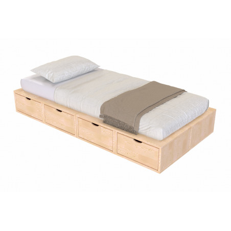 Bett 90x200 mit stauraum - transparenter Wasserlack