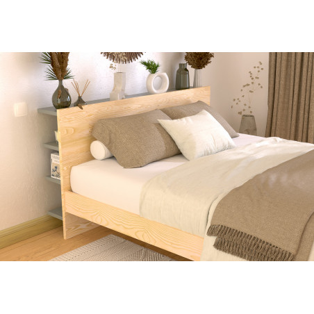 Tête de lit avec rangements vernis gris pour lit 140/160cm