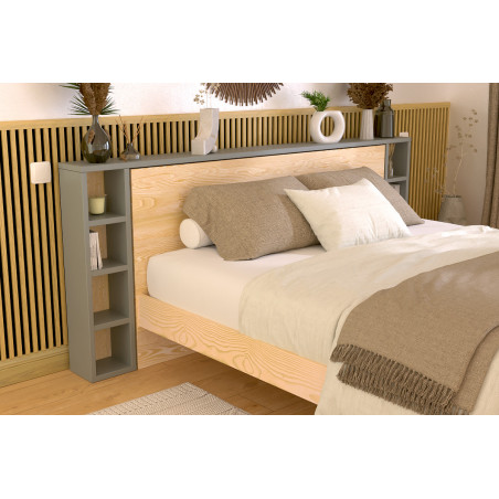 Testata letto legno verniciata grigio per letto 140/160 cm