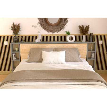 Testiera letto matrimoniale legno 160 o 140 - verniciato satinato grigio