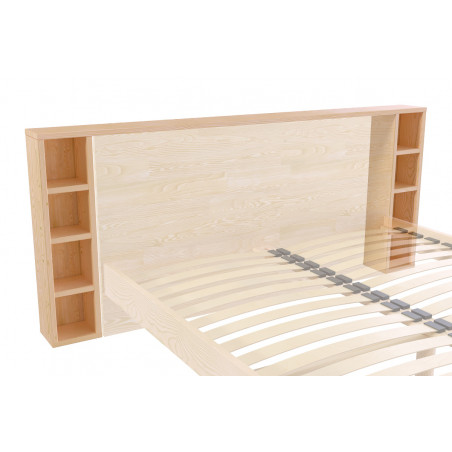 Testiera in legno verniciata con vernice all'acqua naturale per letto largo 140/160 cm