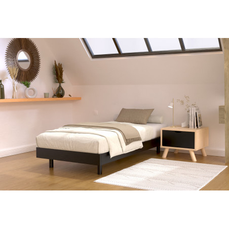 Lattenrost 90x200 Kit France aus massivem Kiefernholz mit schwarzer Wasserlackierung