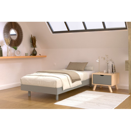 Sommier 80x200 en pin massif - vernis satiné gris