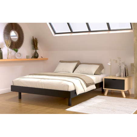 letto 2 posti 140x190 Kit Noé vernice nera