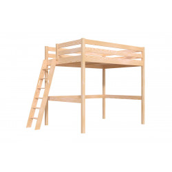 Letto a soppalco 140x190 legno con scala Sylvia scala inclinata