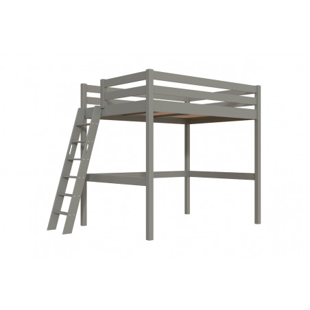 Letto  soppalco 140x190 scala inclinata - vernice grigia